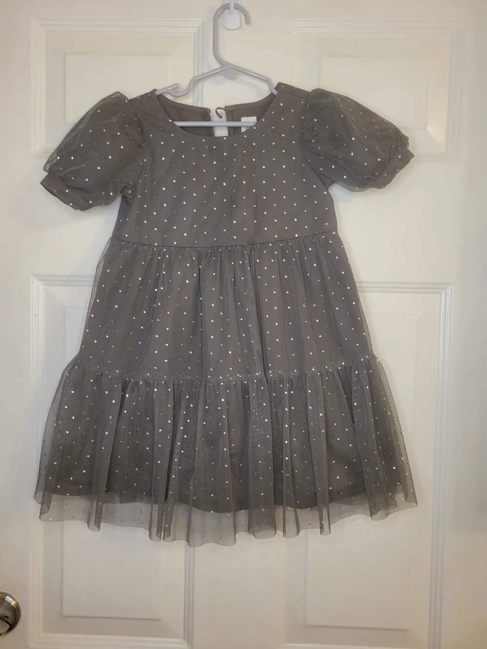 Gap Kids Gray Sparkle Tiered Tulle Dress